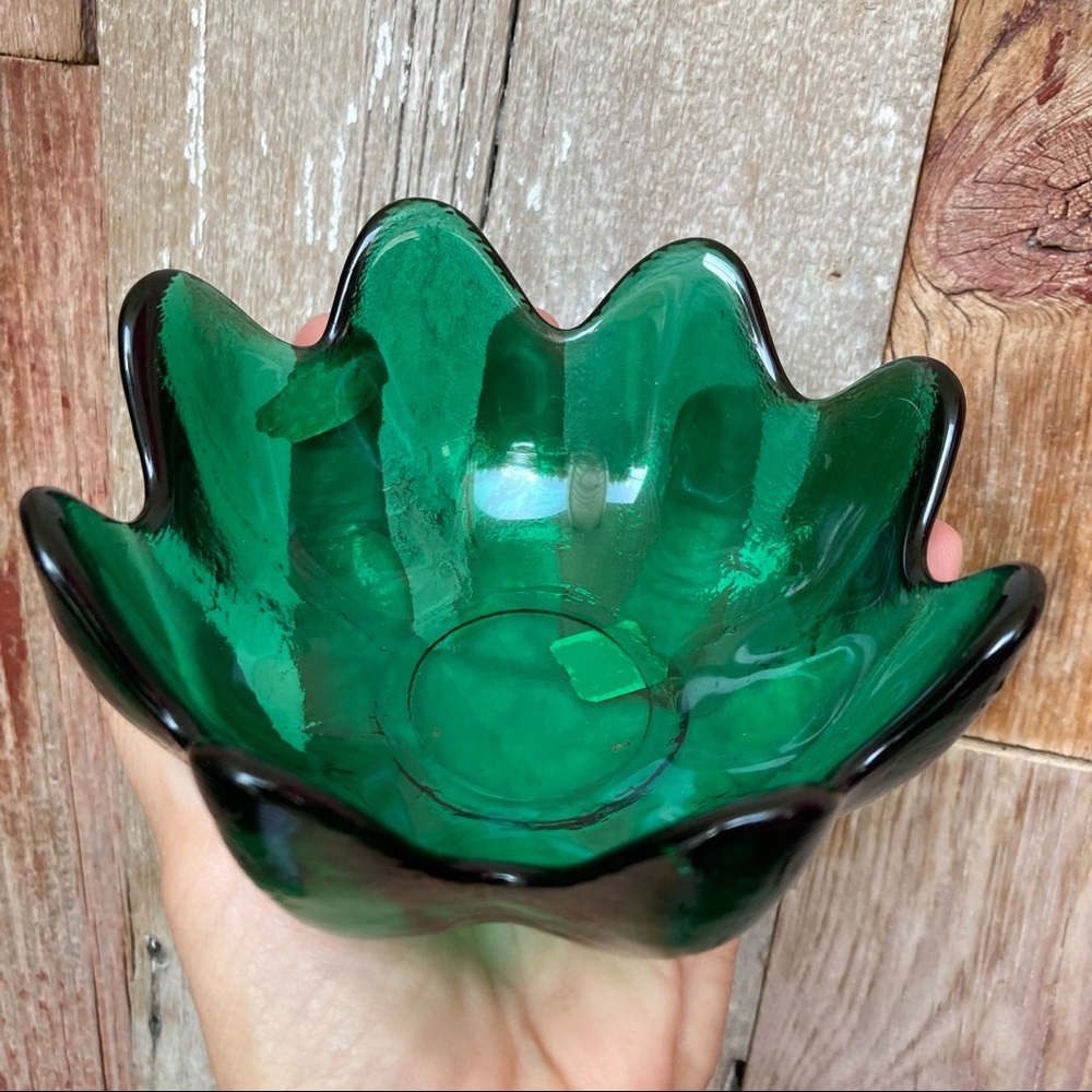 Blenko Lotus Green Candy Bowl